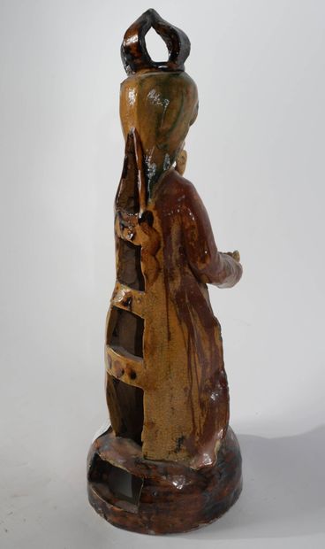 Vierge à l'enfant, 
Sculpture en grès émaillé...