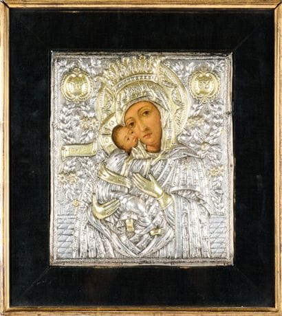 Icône de la Mère de Dieu de Vladimir.
Tempera...