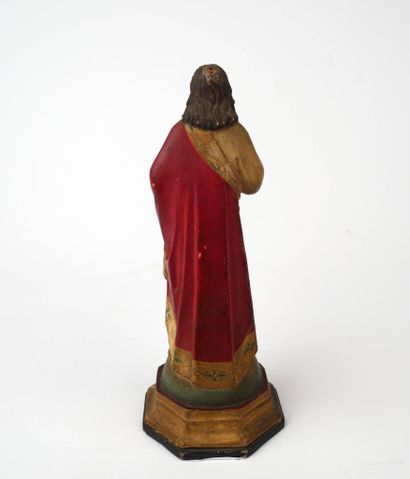Statuette du Sacré-Cœur de Jésus en bois...