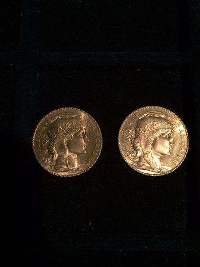 FRANCE

2 pièces or 20 francs au Coq 