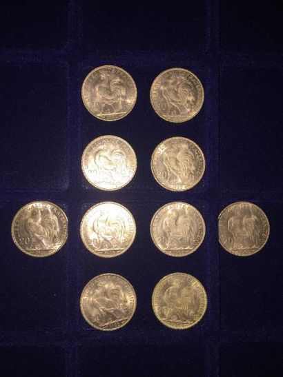 FRANCE

10 pièces or 20 francs au Coq 
