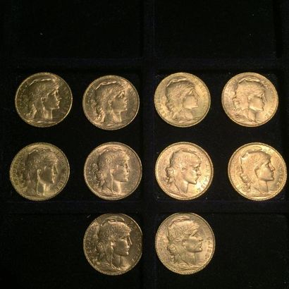 FRANCE

10 pièces or 20 francs au Coq 