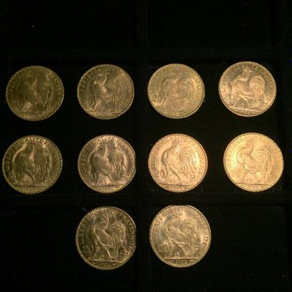 FRANCE

10 pièces or 20 francs au Coq 