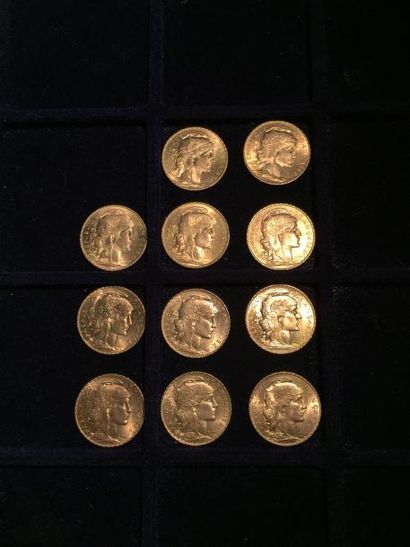 FRANCE

11 pièces or 20 francs au Coq 