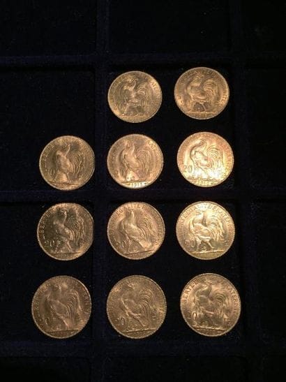 FRANCE

11 pièces or 20 francs au Coq 