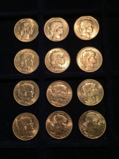 FRANCE

12 pièces or 20 francs au Coq 