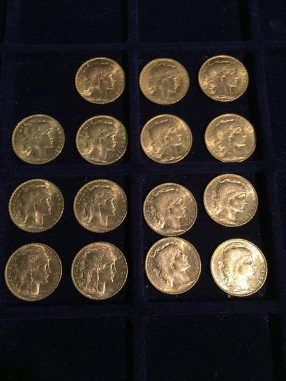 FRANCE

15 pièces or 20 francs au Coq 