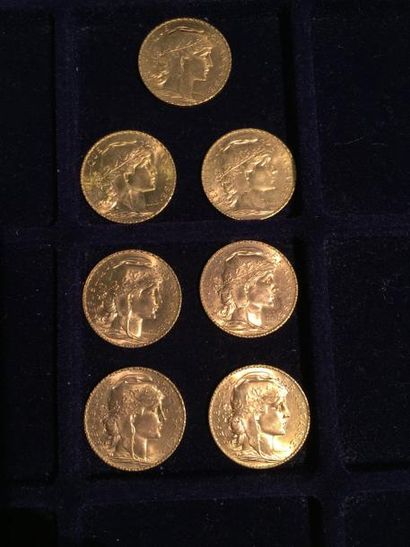 FRANCE

7 pièces or 20 francs au Coq 