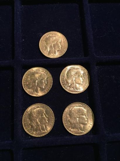 FRANCE

5 pièces or 20 francs au Coq 