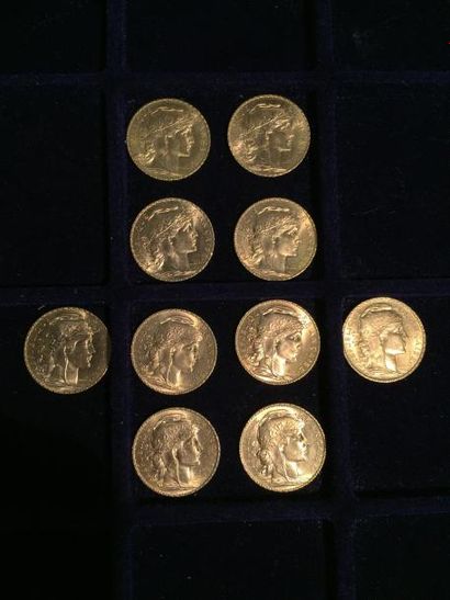 FRANCE

10 pièces or 20 francs au Coq 