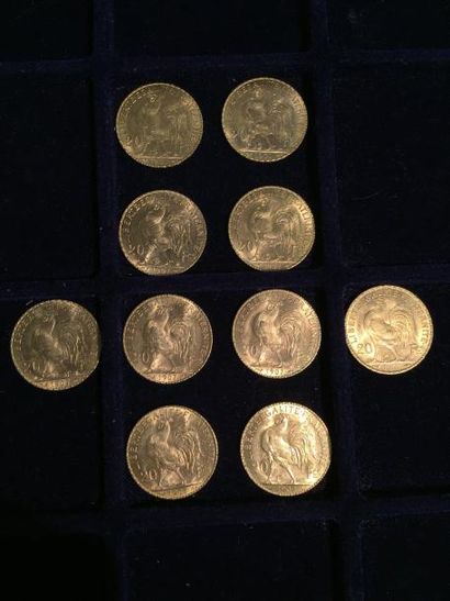 FRANCE

10 pièces or 20 francs au Coq 