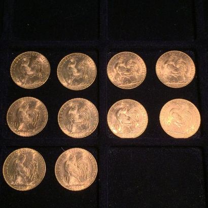 FRANCE

10 pièces or 20 francs au Coq 