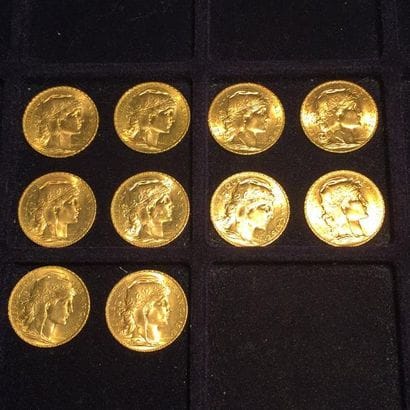 FRANCE

10 pièces or 20 francs au Coq 
