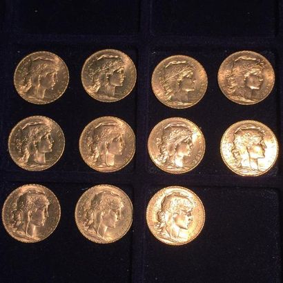 FRANCE

11 pièces or 20 francs au Coq 