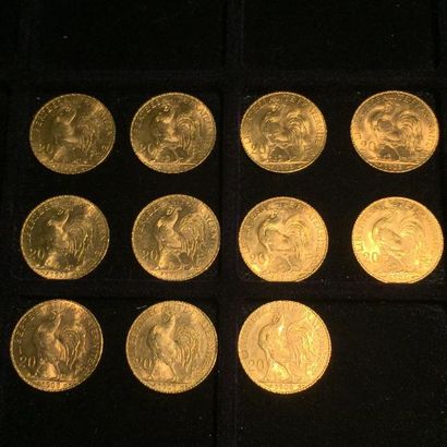 FRANCE

11 pièces or 20 francs au Coq 