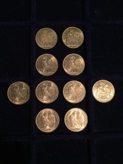 FRANCE

10 pièces or 20 francs au Coq 