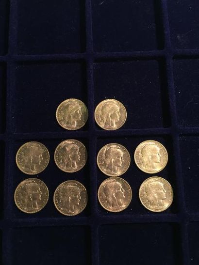 FRANCE

10 pièces or 20 francs au Coq 