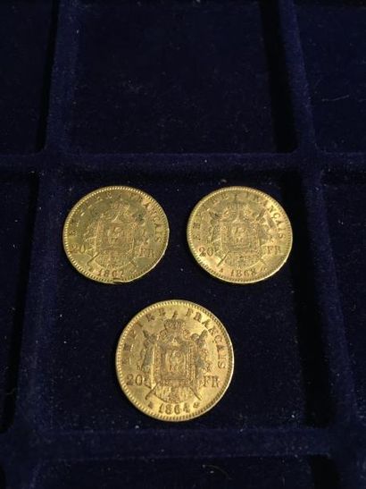 FRANCE

3 pièces or 20 francs Napoléon III...