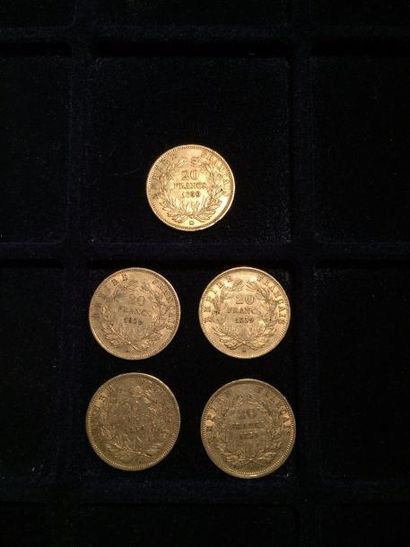 FRANCE

5 pièces or 20 francs Napoléon III...