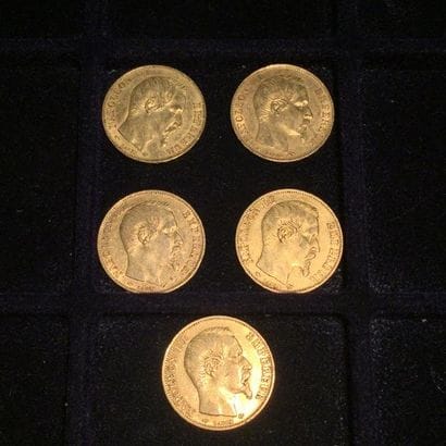 FRANCE

5 pièces or 20 francs Napoléon III...