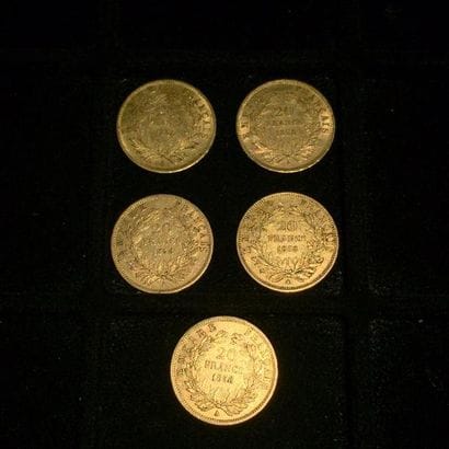 FRANCE

5 pièces or 20 francs Napoléon III...
