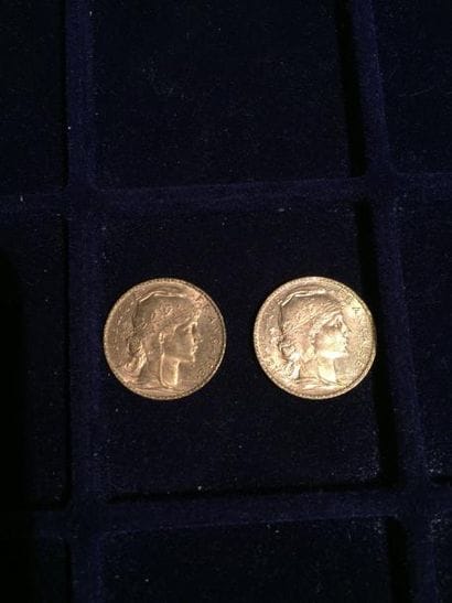 FRANCE

2 pièces or 20 francs au Coq 