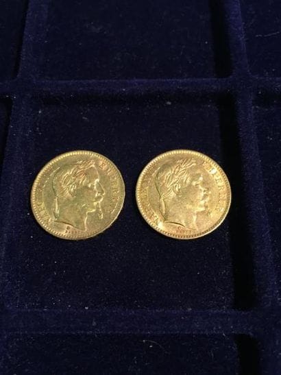 2 pièces en or 20 Fr 