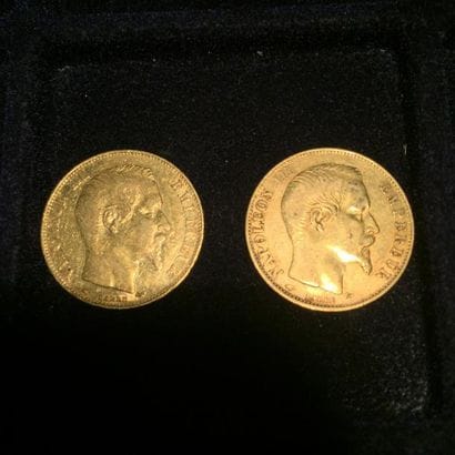 2 pièces 20 francs Napoléon III tête nue...
