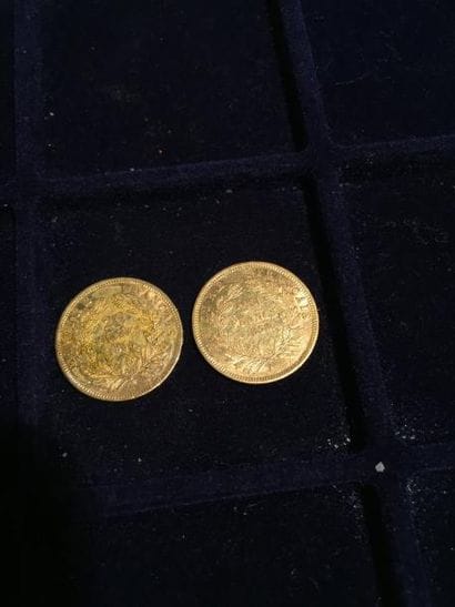 2 pièces 20 francs Napoléon III tête nue...