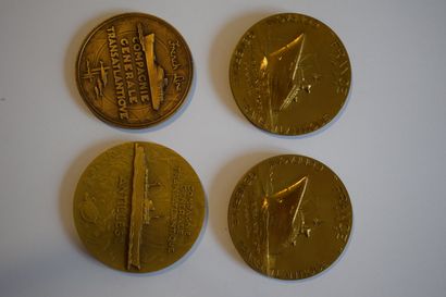 Lot de 4 médailles en bronze de la Compagnie...