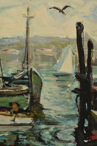 GIUNTA, Joseph (1911-2001) 
Harbour
Oil on...