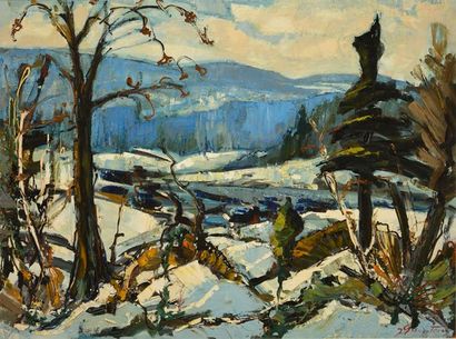 GIUNTA, Joseph (1911-2001) 
Winter, Laurentians
Oil...