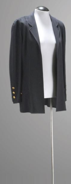 CHANEL
Veste en lainage bleu marine, col...