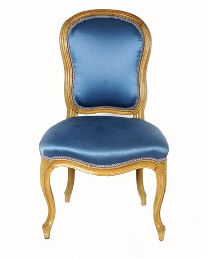 Louis XV period chair in natural wood, rests...