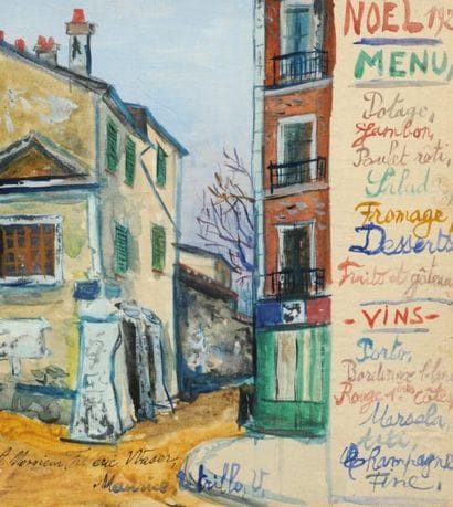 «Noël 1924, menu» Aquarelle et gouache sur...