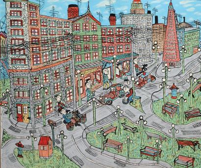 VILLENEUVE, Arthur (1910-1990)
Paysage urbain...