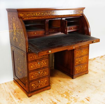 Rare bureau cylindre d'époque Charles X en...