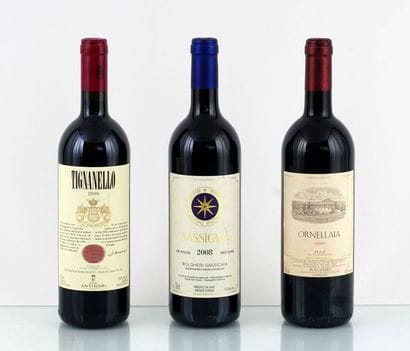 Ornellaia 1998, Sassicaia 2008 Tignanello...