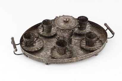 Decorative Turkish coffee service in silver...