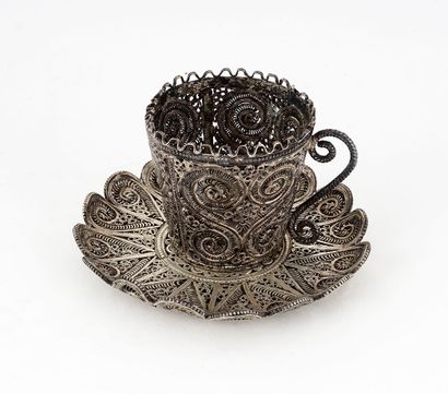 Decorative Turkish coffee service in silver...