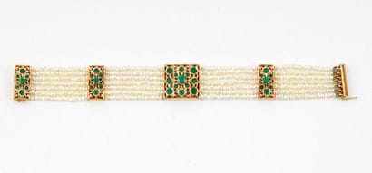 14K GOLD, EMERALDS PEARLS

Bracelet with...