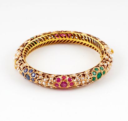 14K GOLD, RUBIES, EMERALDS SAPPHIRES

Openwork...