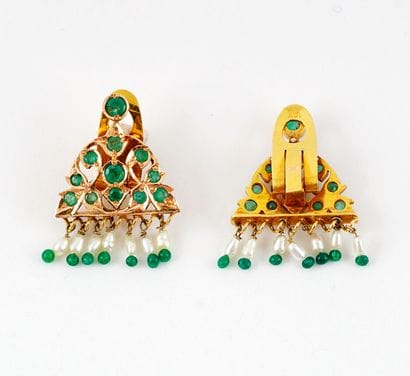 14K GOLD, EMERALDS PEARLS

Mughal style clip...