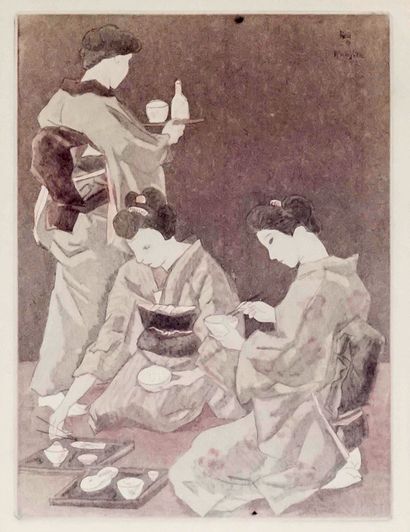 FOUJITA, Tsuguharu (1886-1968)
Geishas 
Set...