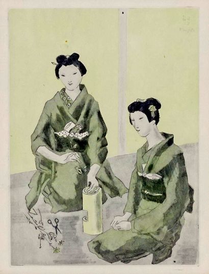 FOUJITA, Tsuguharu (1886-1968)
Geishas 
Set...