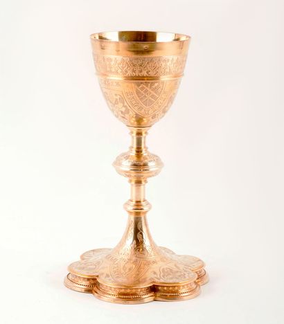 CHALICE
Set of two (2) silver vermeil chalices:
-...