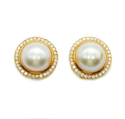 OR 14K, PERLE MABÉ, DIAMANTS / 14K GOLD,...