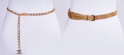 CHANEL
Two (2) Chanel gold belts, one composed...