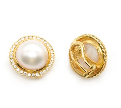 OR 14K, PERLE MABÉ, DIAMANTS / 14K GOLD,...