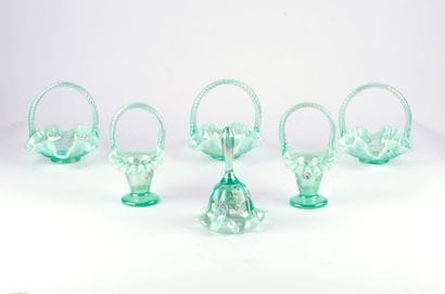 FENTON
Ensemble Fenton en verre Birman peinte...